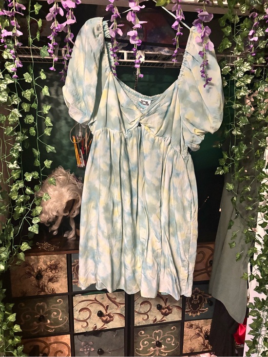 Future Collective Dresses & Skirts - Pastel Tie-Dye Puff Sleeve Mini Dress